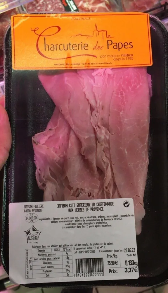 Jambon cuit superieur chiffonnade aux herbes de provence