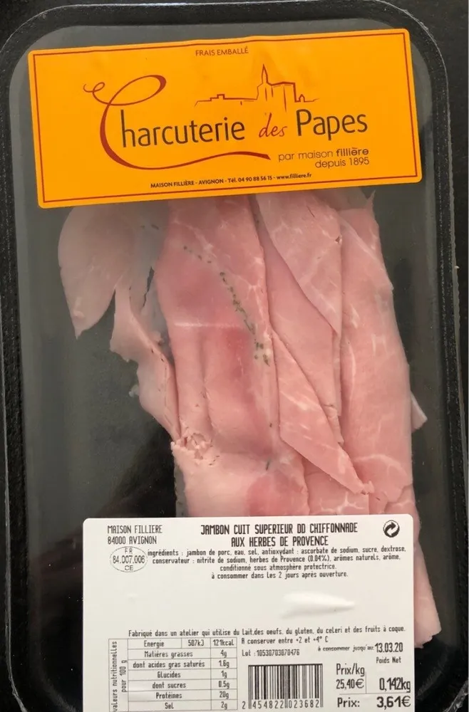 Jambon cuit chiffonnade