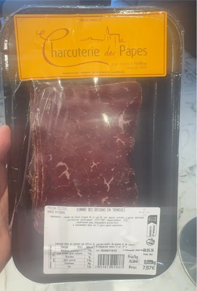 Viande des grisons en tranches