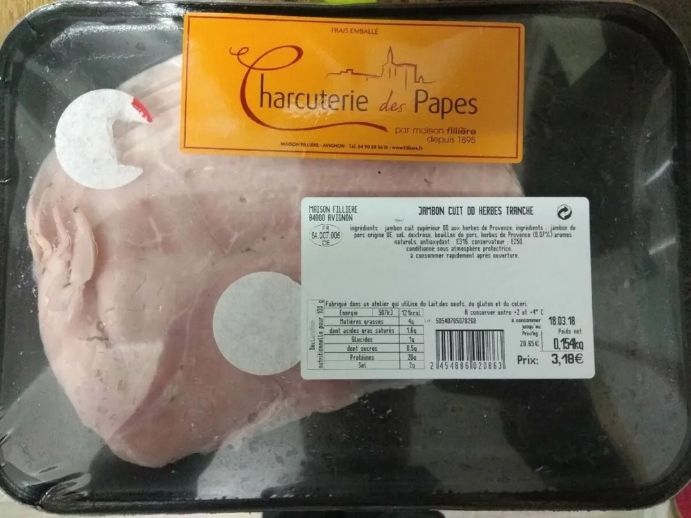 Jambon cuit dd herbes tranché