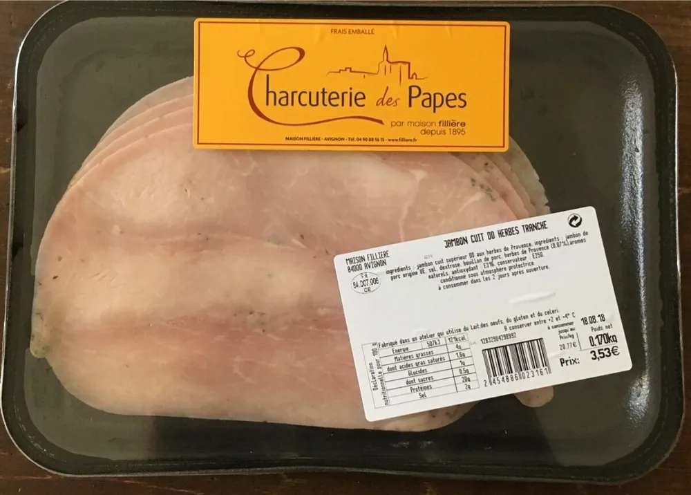 Jambon cuit aux herbes tranché