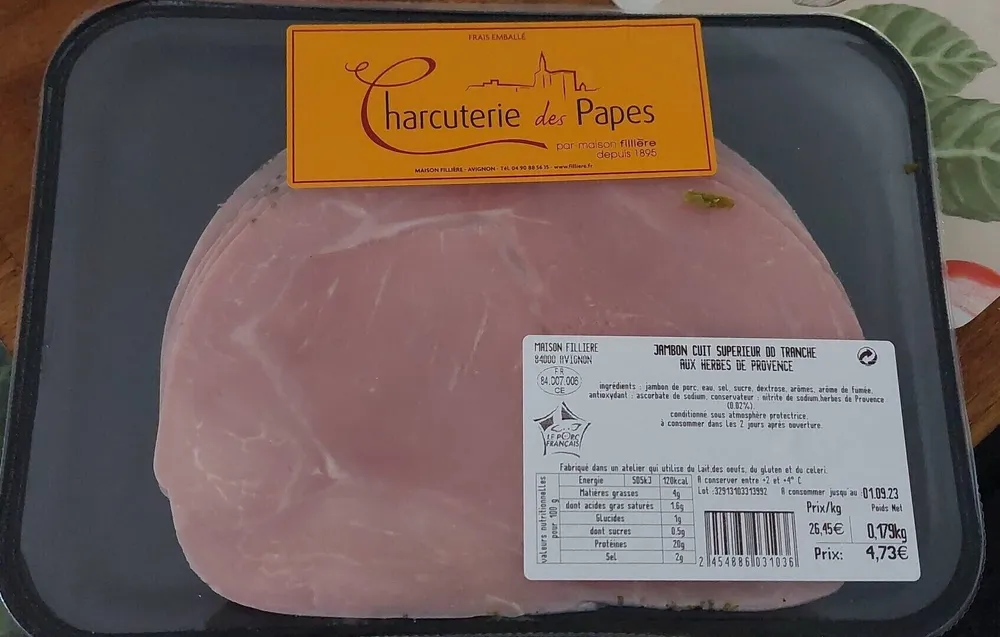 Jambon cuit supérieur aux herbes