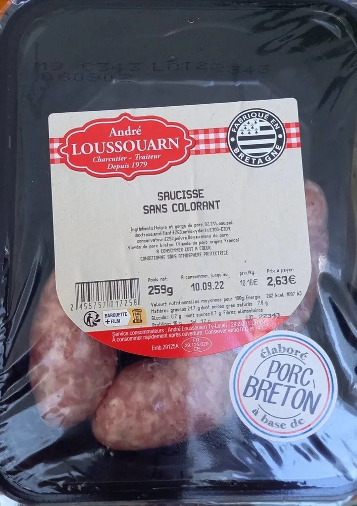Saucisse sans colorant
