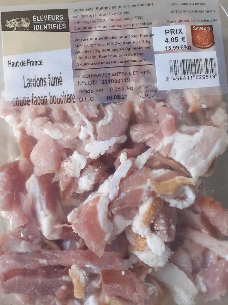 Lardon fumé coupé façon bouchère