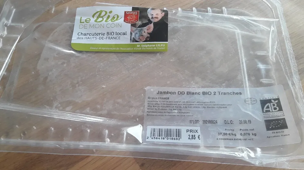 jambon DD blanc bio 2 tranches