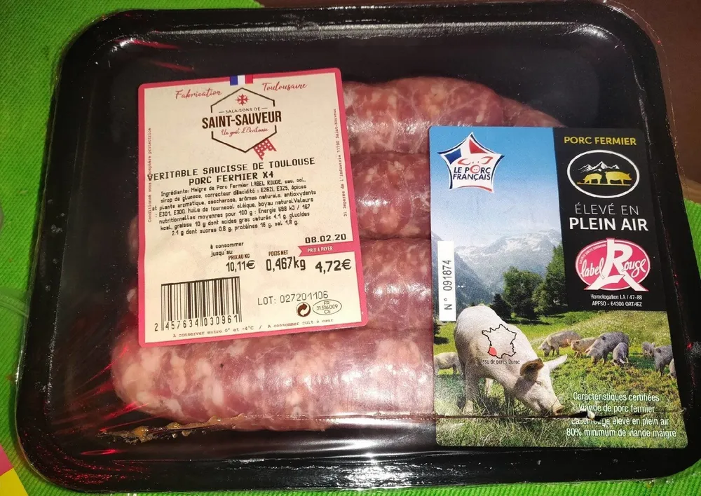 Véritable saucisse de Toulouse Porc Fermier
