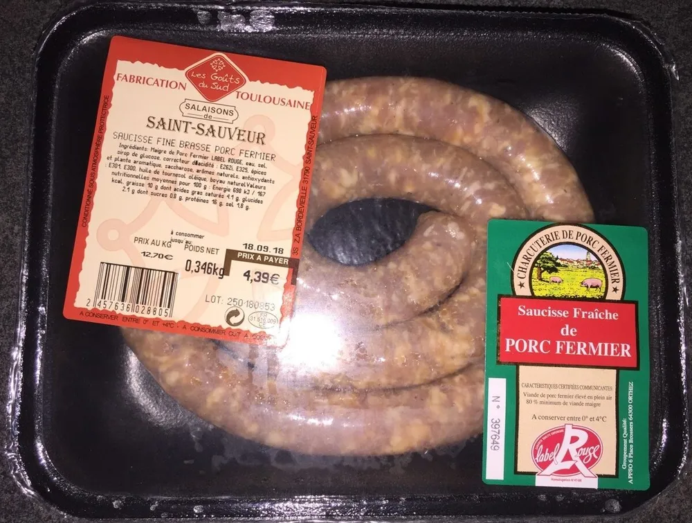 saucisse fraiche de porc fermier
