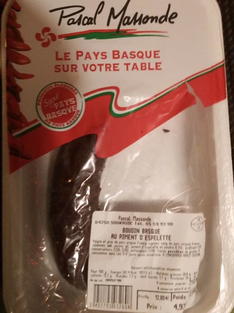 Boudin basque au piment d'espelette Pascal Massonde