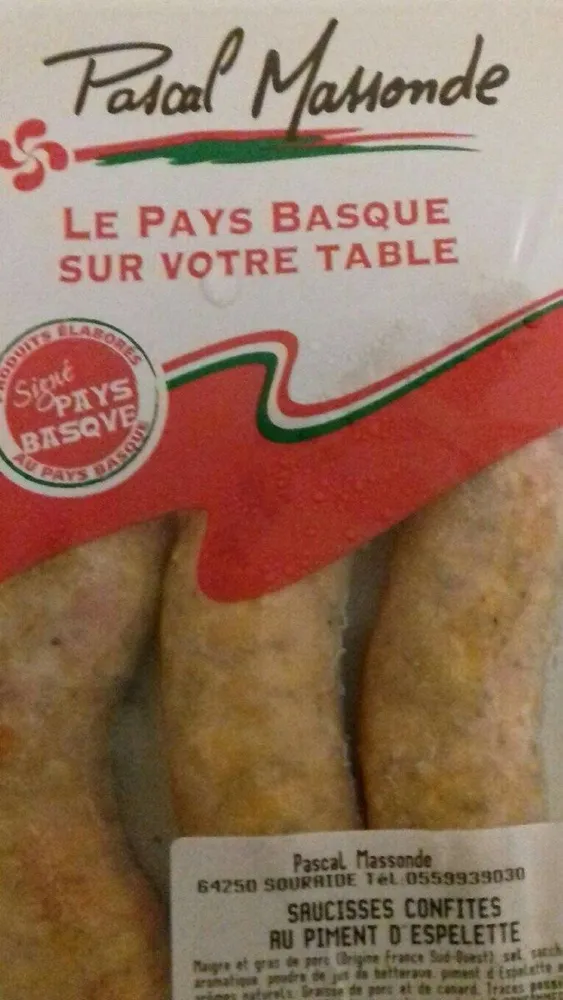 Saucisses confites au piment d'espelette