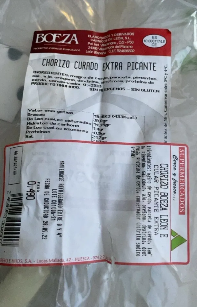 Chorizo curado extra picante