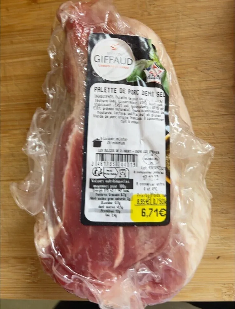 Palette de porc demi sel