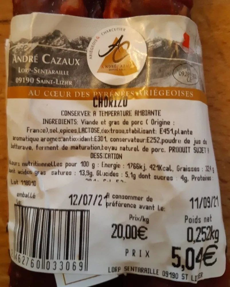 Saucisse chorizo