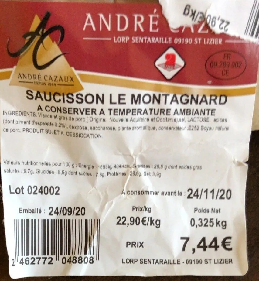Saucisson le Montagnard