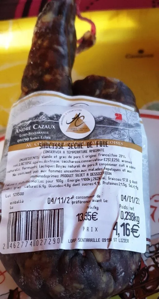 Saucisse sèche de foie