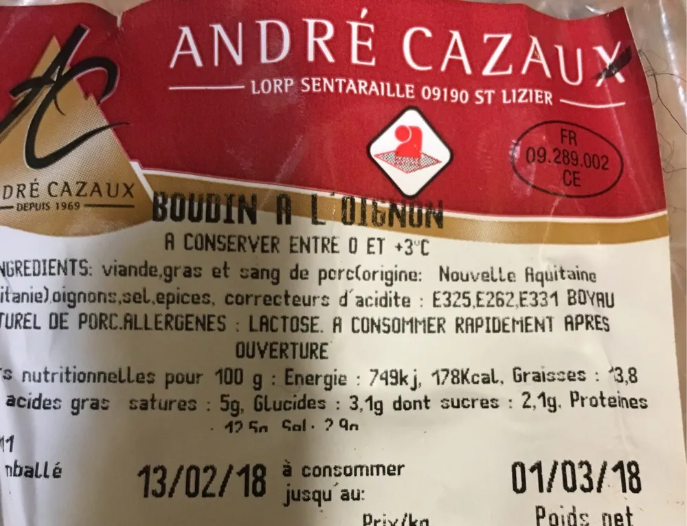 Boudin a l’oignon