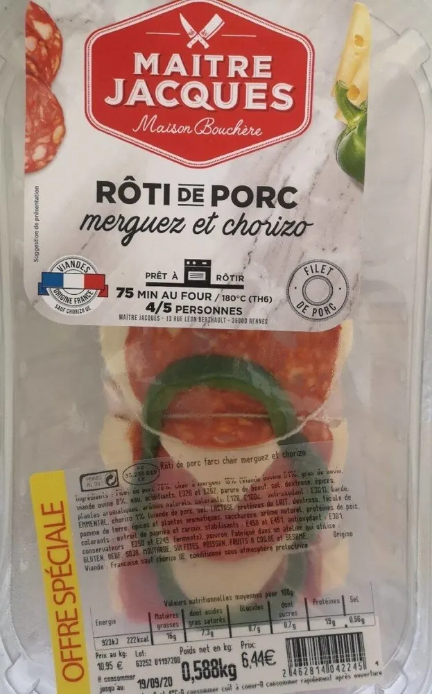Rôti de porc merguez chorizo