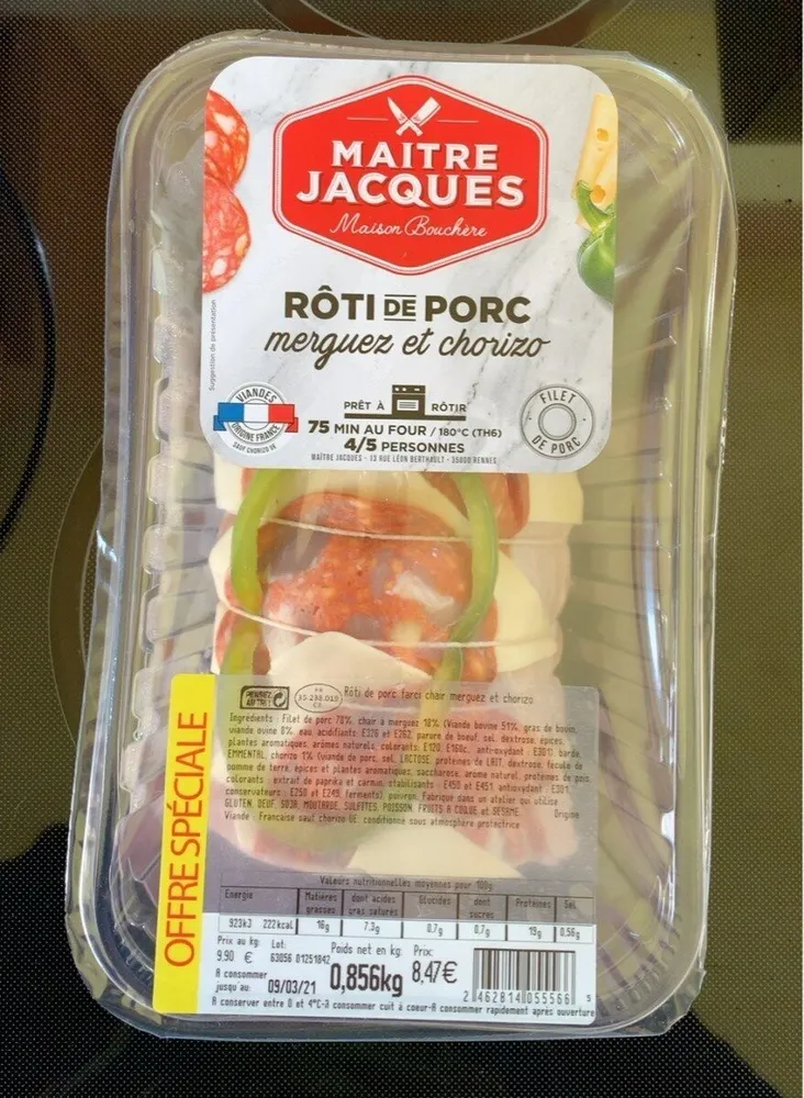 Rôti de porc merguez et chorizo