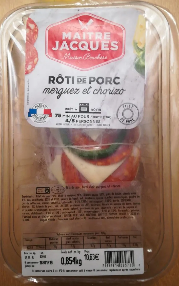 Rôti de porc - merguez et chorizo