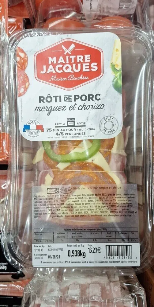 Rôti de porc merguez et chorizo