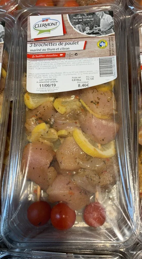 3 brochettes de poulet