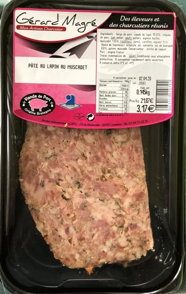 Pâté au lapin au muscadet 145gr
