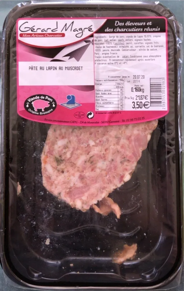 Pâté au lapin au muscadet 160gr