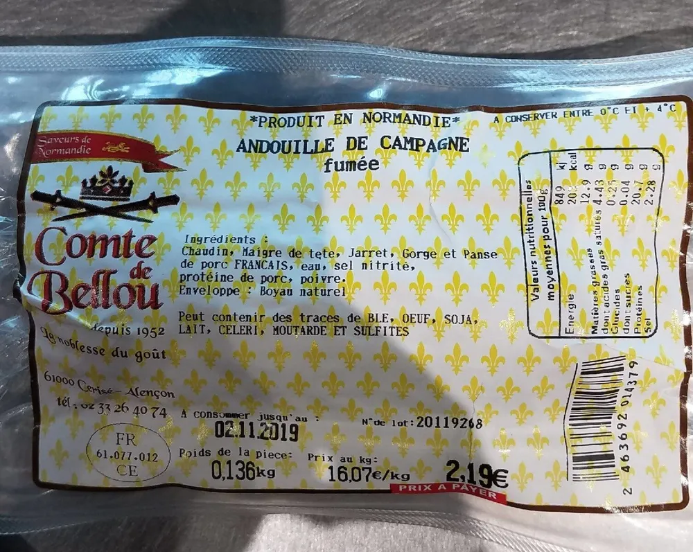 Andouille de campagne fumé