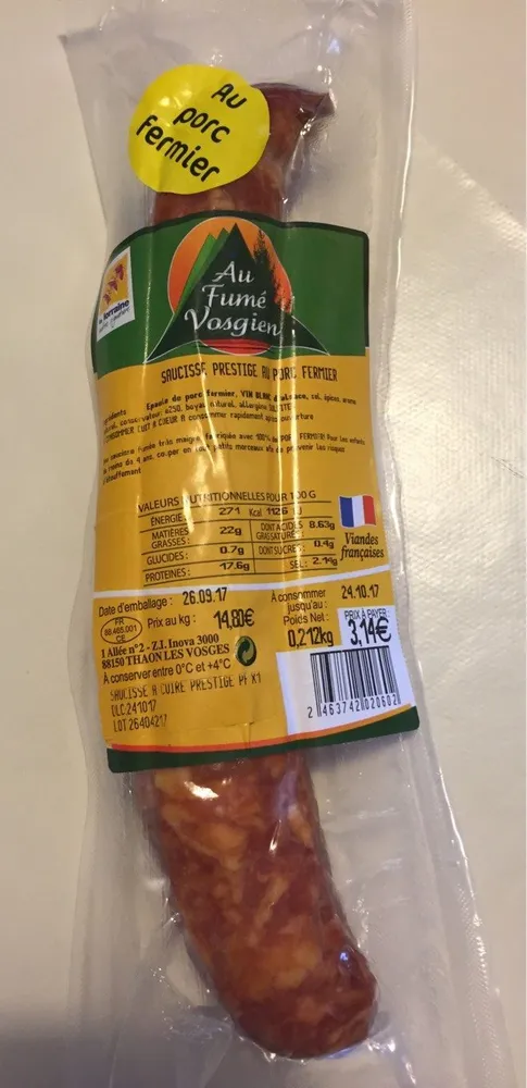 Saucisse prestige au porc fermier