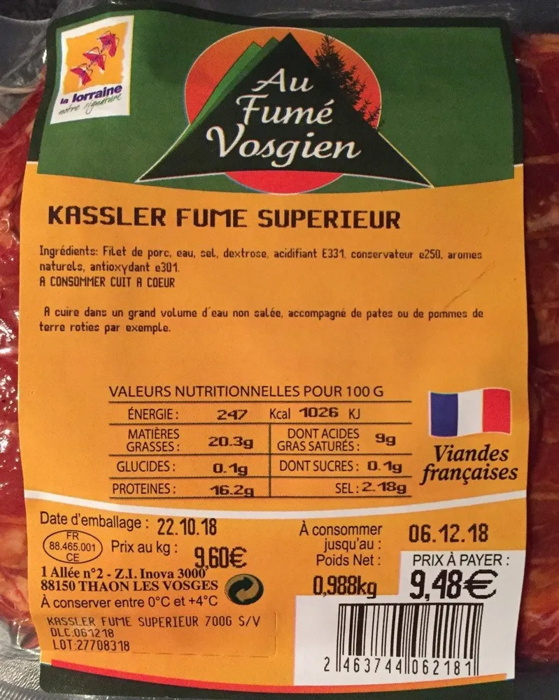 Filet de porc fumé