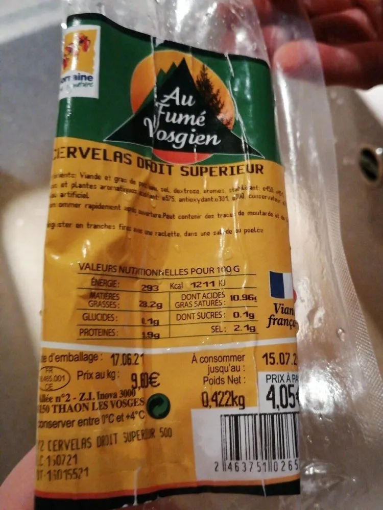 Cervelas droit Supérieur