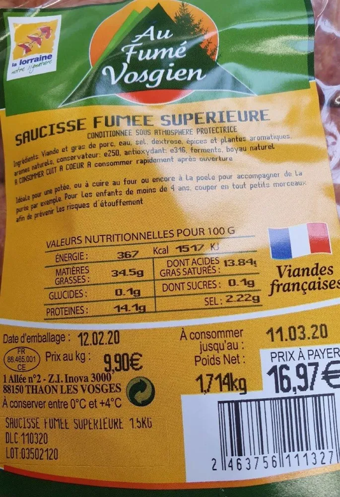 SAUCISSE FUMEE SUPERIEURE