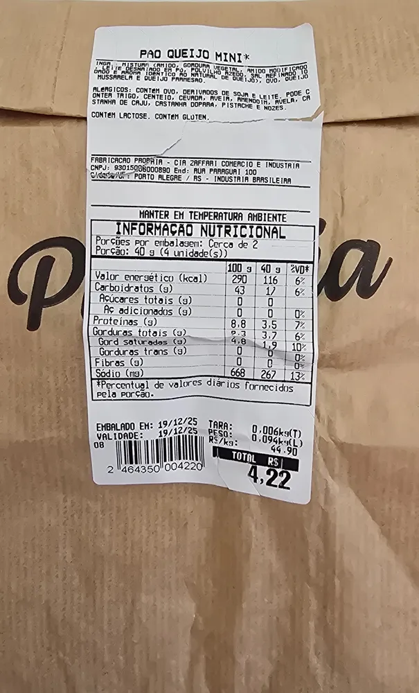 Pão de queijo mini