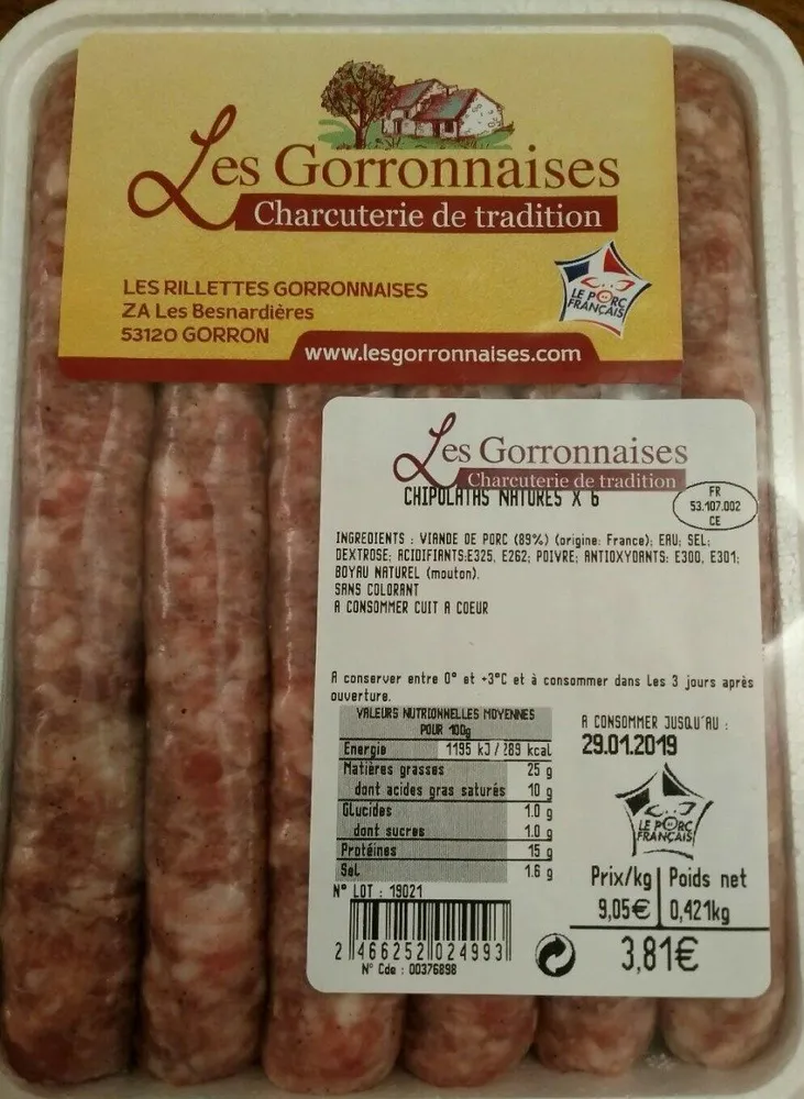 Chipolatas natures x 6