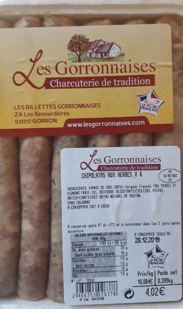 Chipolatas aux herbes " Les Gorronnaises "