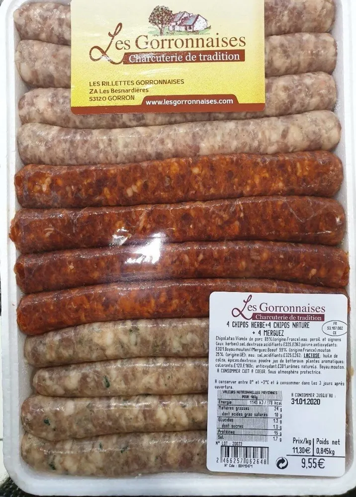 4 CHIPOS HERBE+4 CHIPOS NATURE+4 MERGUEZ