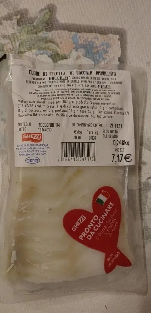 Cuore di filetto di baccalà ammollato