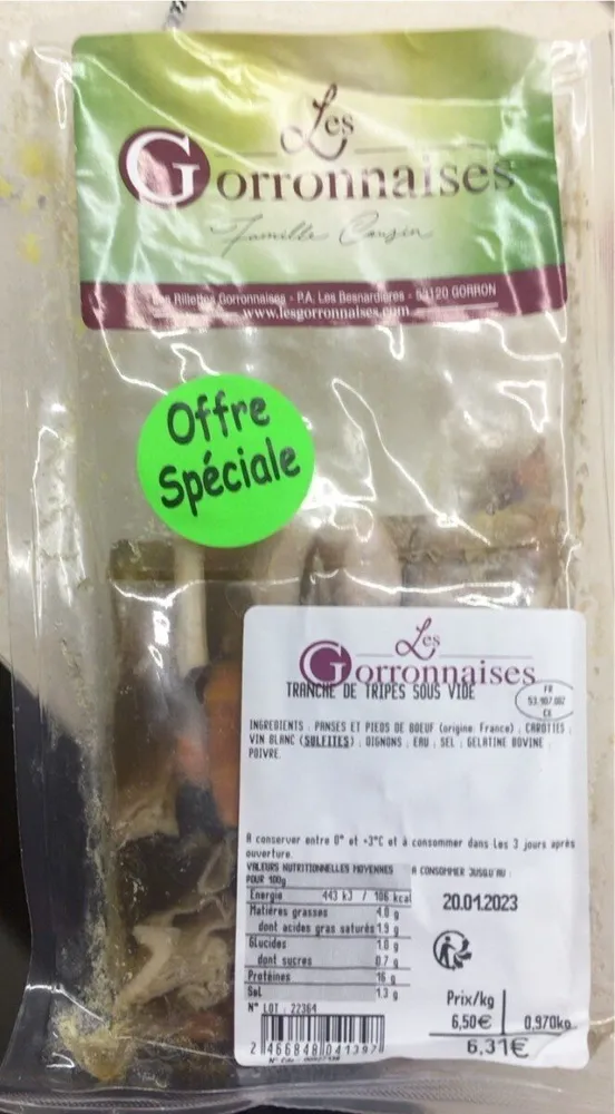 Tranche de tripes sous vide