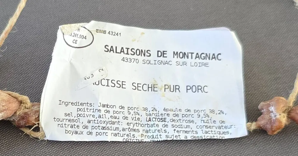 Saucisse sèche pur porc