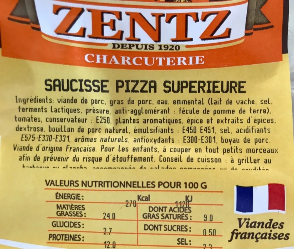 Saucisse pizza superieure