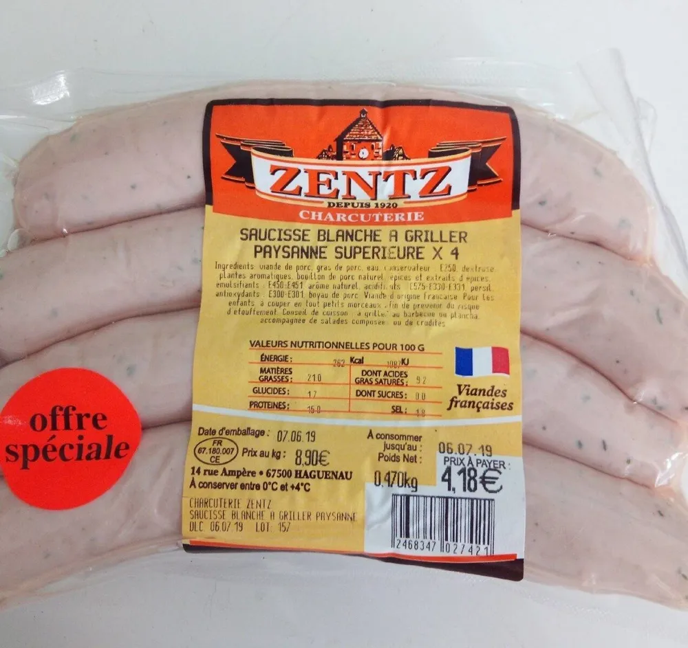 Saucisse blanche à griller