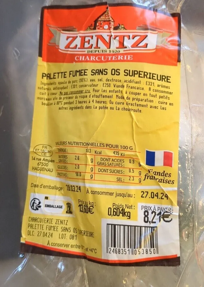 Palette fumée Sans os