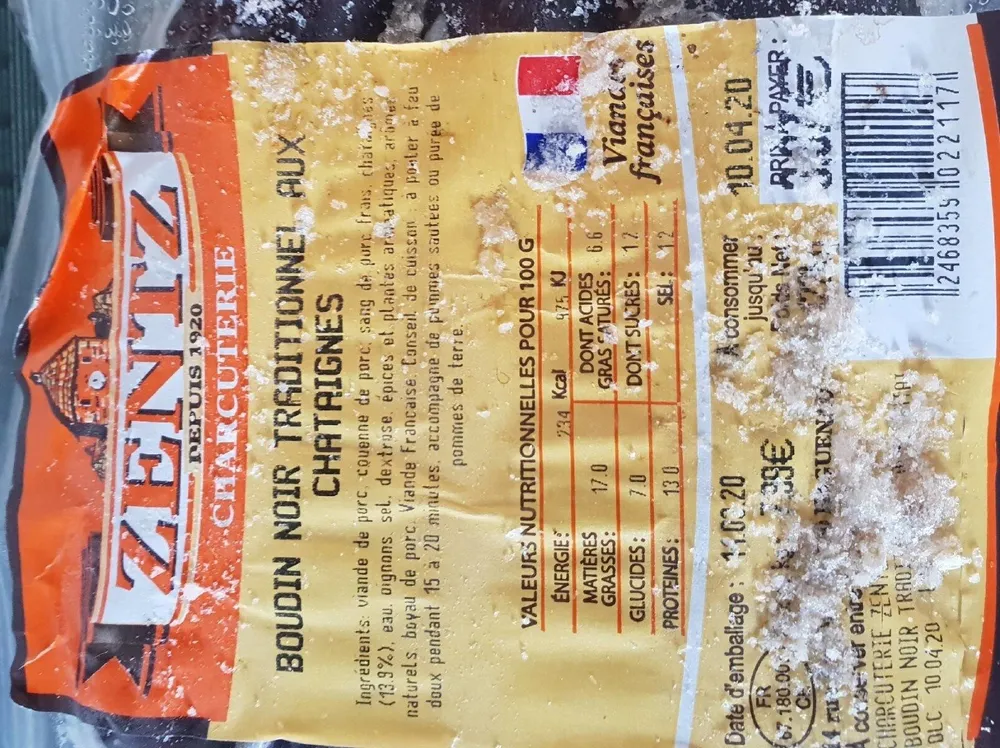 Boudin noir traditionnel aux châtaignes