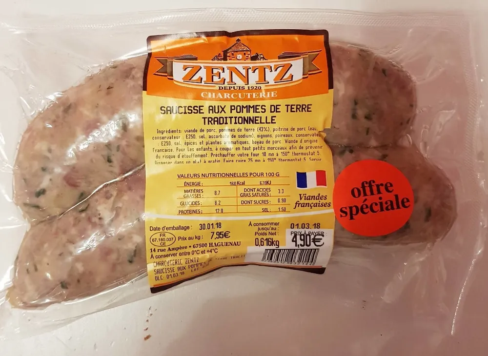 Saucisse aux pommes de terre traditionnelle