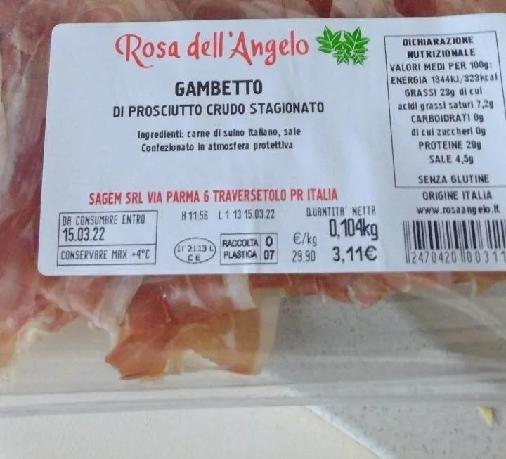 Prosciutto crudo stagionato gambetto