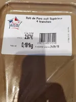Roti de porc cuit supérieur 4 tranches