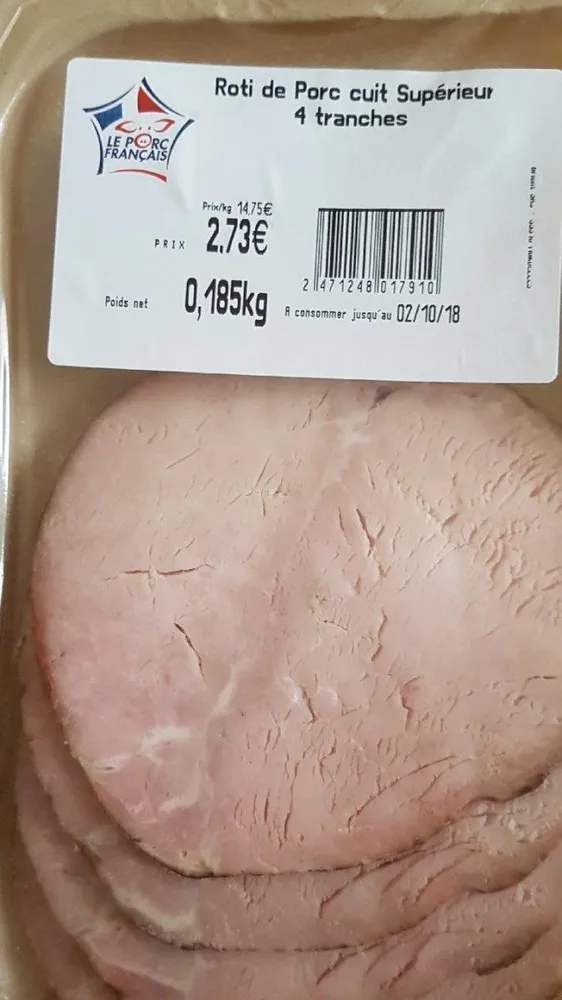 Roti de porc cuit superieur 4 tranches