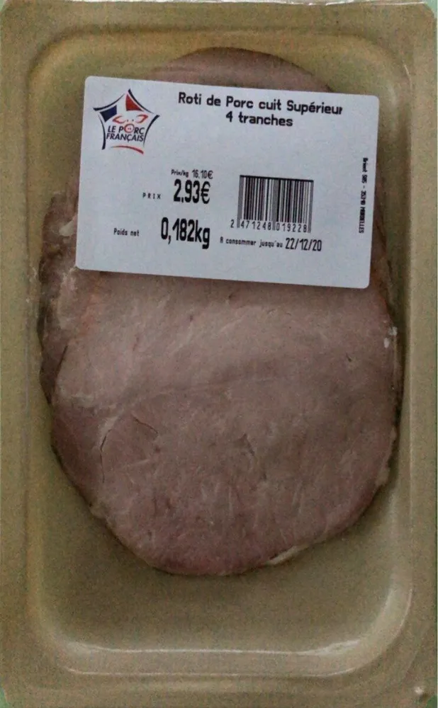 Rôti de porc cuit supérieur 4 tranches