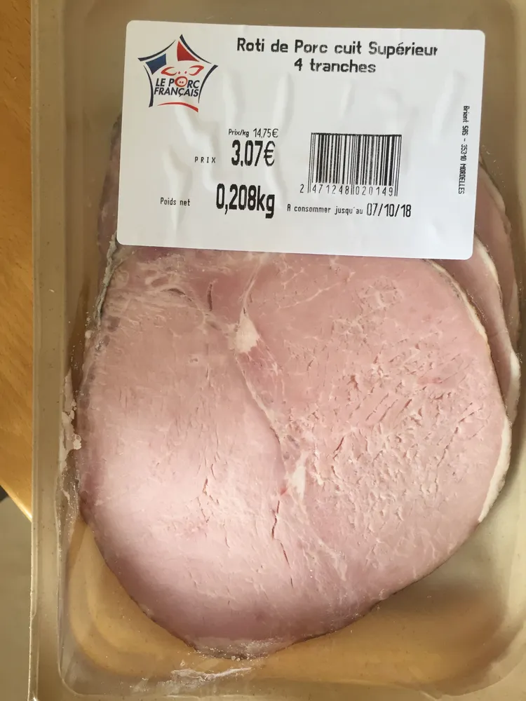 Rôti de porc cuit supérieur 4 tranches