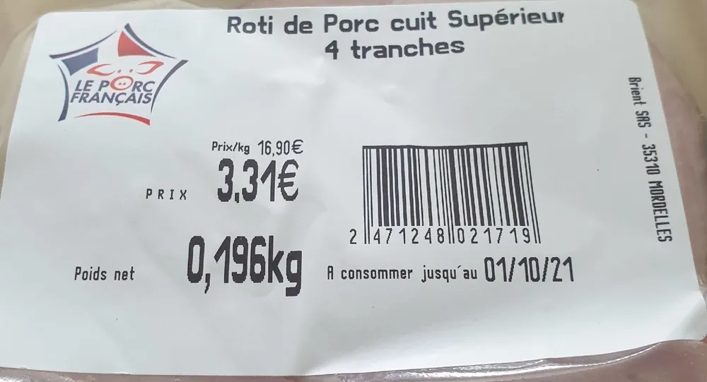 Roti de porc cuit supérieur