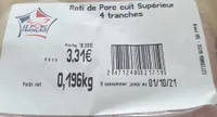 Roti de porc cuit supérieur